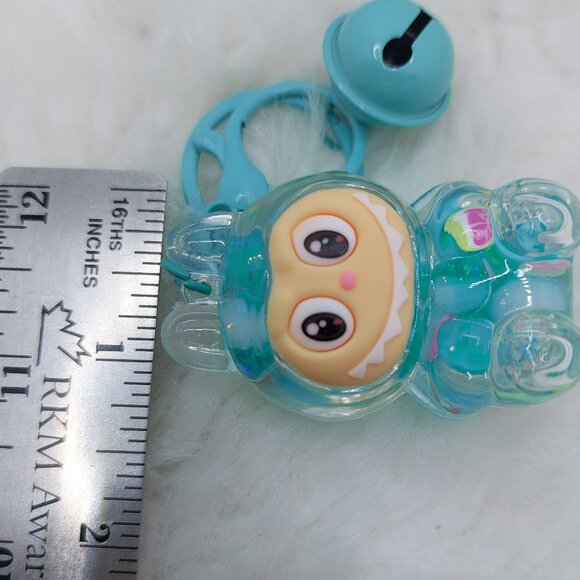 2/$19 Labubu Flowing Sand Exquisite blue keychain with bell - Picture 7 of 8